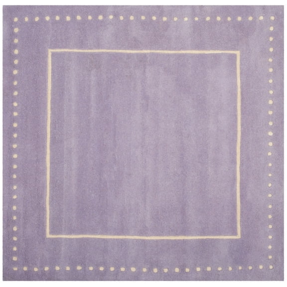 SAFAVIEH Bella Danita Plain Dotted Bordered Wool Area Rug, Lavender/Ivory, 3' x 3' Square