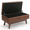 thumbnail image 4 of Owen 36 inch Wide Mid-Century Modern Small Rectangular Storage Ottoman in Distressed Saddle Brown Vegan Leather, 4 of 8