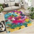 thumbnail image 2 of Dreamy Butterfly Rug for Room, Blue Yellow Butterfly Pattern Print on Colorful Tie-Dyed Texture Backdrop Non Slip Rug, Soft Comfy Foldable Washable Area Rug for Bedroom 2ft x 3ft, 2 of 6