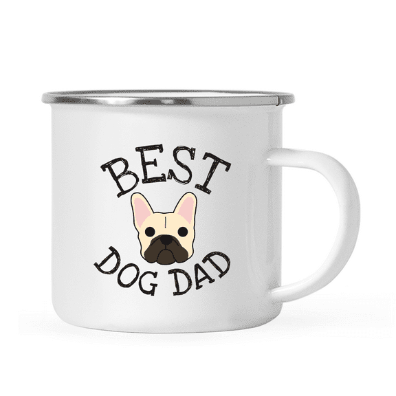 Koyal Wholesale Best Dog Dad Stainless Steel Campfire Coffee Tea Mug, French Bulldog, Dog Graphic, 1-Pack