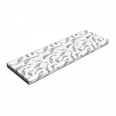 

Fish Bench Pad Abstract Sketchy Marine Life Inspired Illustration Line Art Underwater Theme HR Foam Cushion with Decorative Fabric Cover 45 x 15 x 2 Black White Grey by Ambesonne
