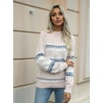 thumbnail image 4 of Women'S Casual Leopard Print Knitted Pullover Sweaters Long Sleeve Crew Neck Jumper Tops Pink M, 4 of 7