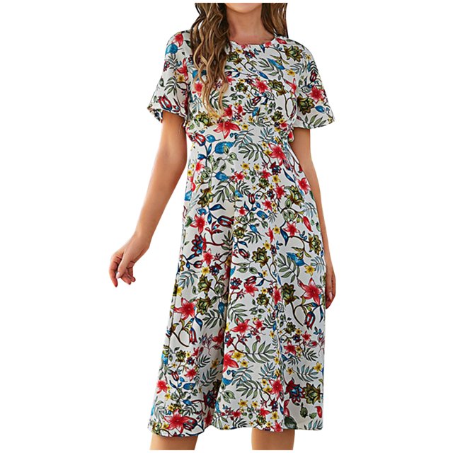 Moda mujer verano sexy casual sin respaldo plisado estampado floral vestido largo Fridja qw3057