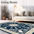 thumbnail image 2 of ODIKA 8'x10' Machine Washable Non-Slip Area Rug, Sunburst Interlocking Damask and Seafoam High Traffic Rug with Pad, Blue, 550214, 2 of 8