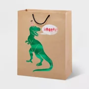 Medium Gift Bag Birthday T-Rex Hooray: Dinosaur Party Bag, Multicolor, 12.75" x 10" x 5"