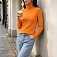 thumbnail image 7 of Kaemgyyd Women's Turtleneck Sweaters Fall Fitted Long Sleeve Basic Tops Fashion Knitted Layering Outfit（Orange,Large）, 7 of 7