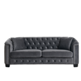 thumbnail image 7 of Modern Velvet Sofa Set of 2, Chesterfield Sofa with Upholstered Tufted Backrests, Nailhead Arms and 4 Cushions, 3-seater & 3-Seater Sofa for Living Room, Bedroom, Apartment, Office, Grey, 7 of 7