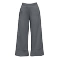 thumbnail image 5 of ZHYou No Boundarie Pants for Women Elastic High Waist Wide Leg Cuffed Hem Loose Casual Pull On Trousers with Side Pockets,Gray,Size M, 5 of 6