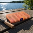 thumbnail image 4 of Plastic Storage Organizer Box, Orange Transparent 15-Grid Divided Design, 1 Pack Portable Container, for Storing Small Craft Beads Jewelry Hardware Screws Fishing Accessories Office Supplies, 4 of 5