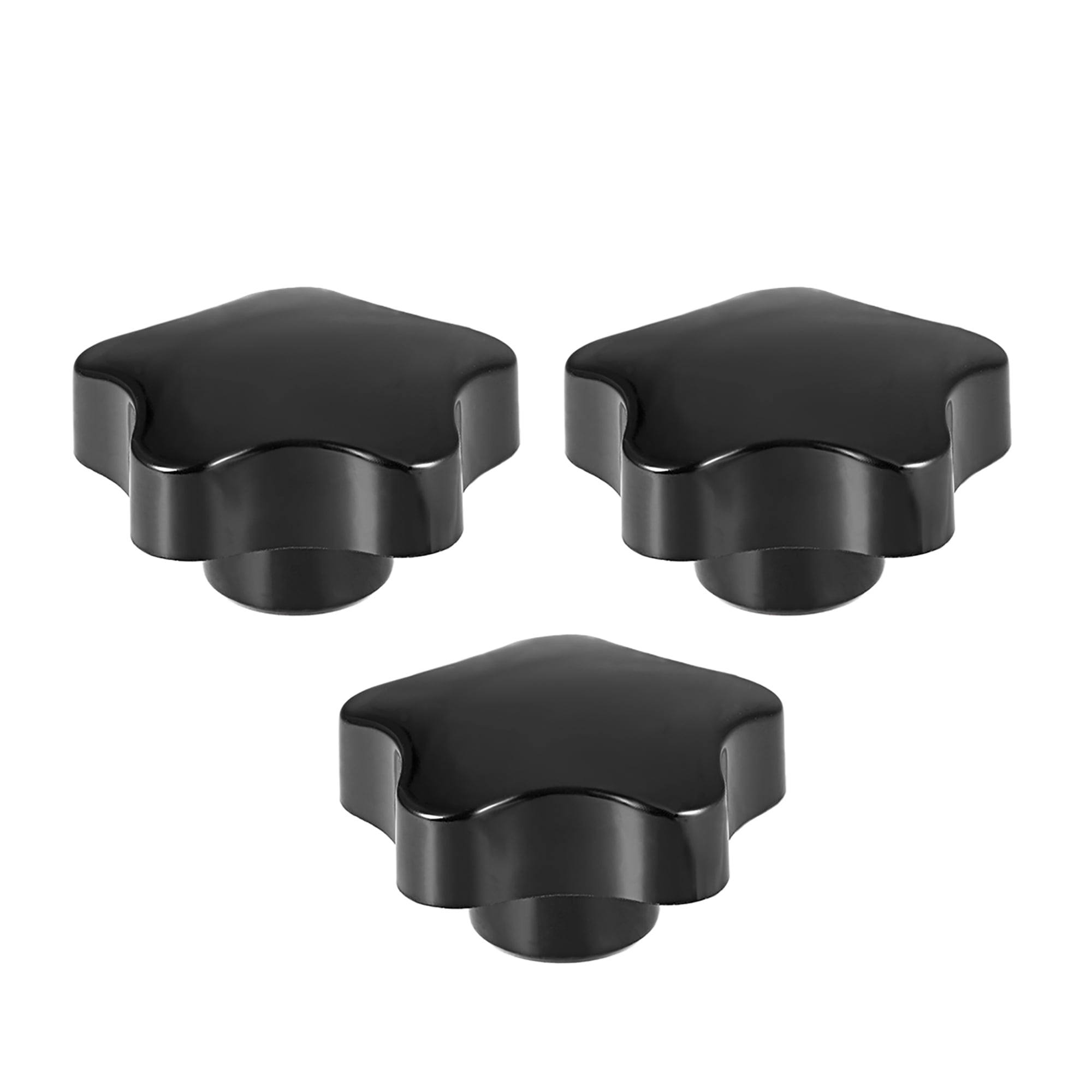 Uxcell M12 Female Thread 48mm Head Brass Insert Star Knobs Black 3 Pack