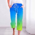thumbnail image 2 of Plebaso Capri Pants for Women 2025 Drawstring Wide Leg Cropped Trousers Summer Gradient Color Casual Pants, 2 of 5