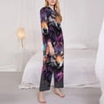thumbnail image 3 of Balery Colorful Wolf Head A Conjunto de Pijama con Estampado para Mujer, Conjunto de Dos Piezas con Manga Larga, Ropa de Dormir Suave con Bolsillos, Pijamas Cómodos-Large, 3 of 7