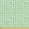 thumbnail image 2 of Ambesonne Leaf Fabric by the Yard Upholstery, Ornament with Swirling Lines, 1 Yard, Reseda Green White, 2 of 5