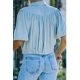 thumbnail image 1 of ABPHQTO Camisa de mujer con botones fruncidos y manga farol con cordón verde, 1 of 5