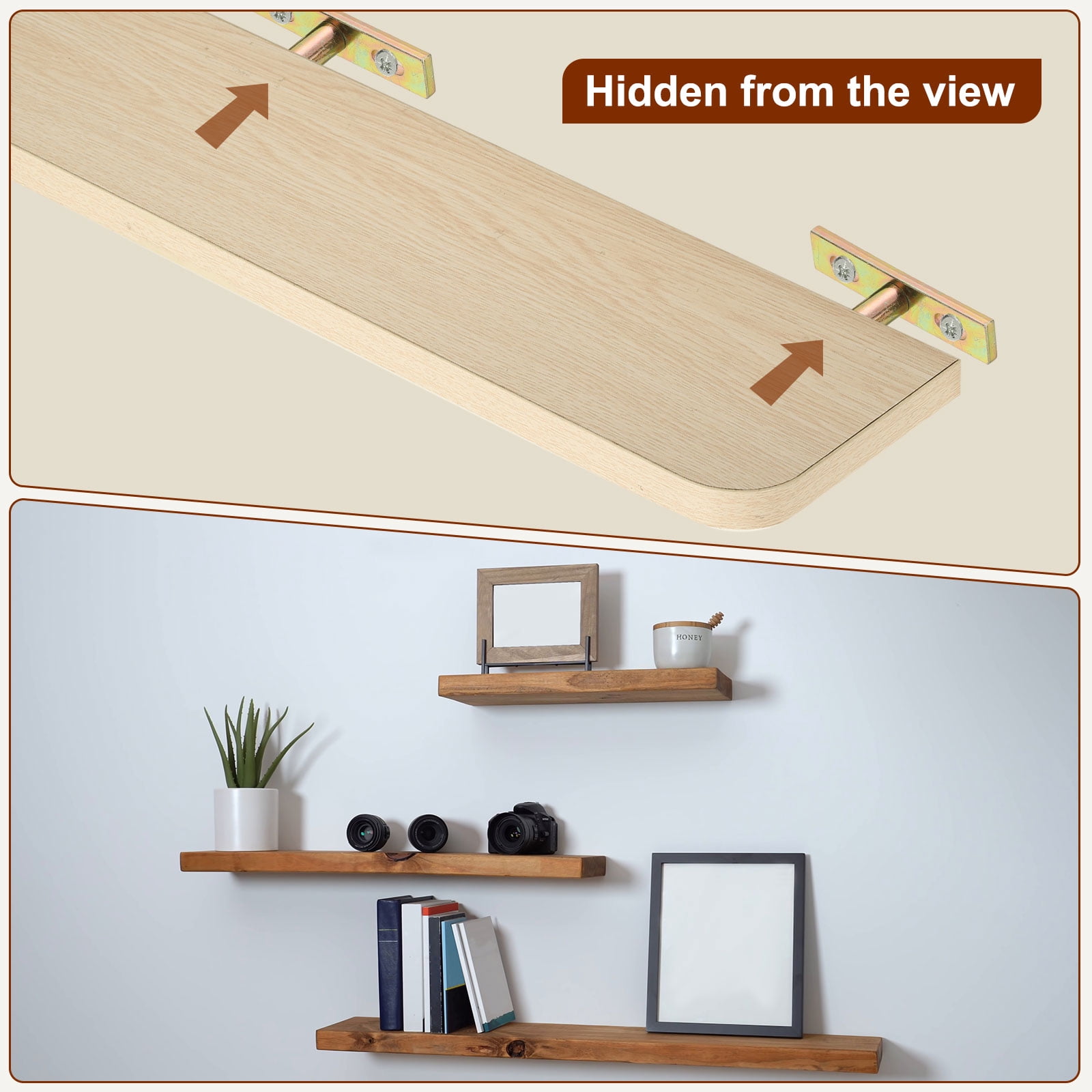 Uxcell 4 PCS Blind Shelf Supports, 4 Inch Heavy Duty Floating Shelf Bracket Colorful