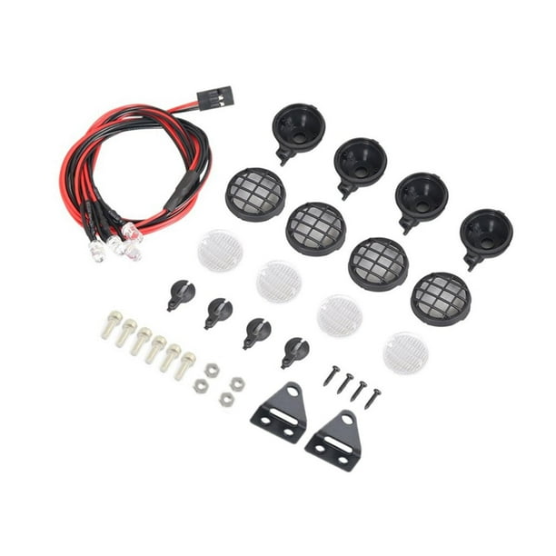 de delanteros de lámpara de tejado RC 4 luces LED para piezas de repuesto de modelos de ículos Axial SCX24 AXI90081 CUTICAT Lámpara de techo RC