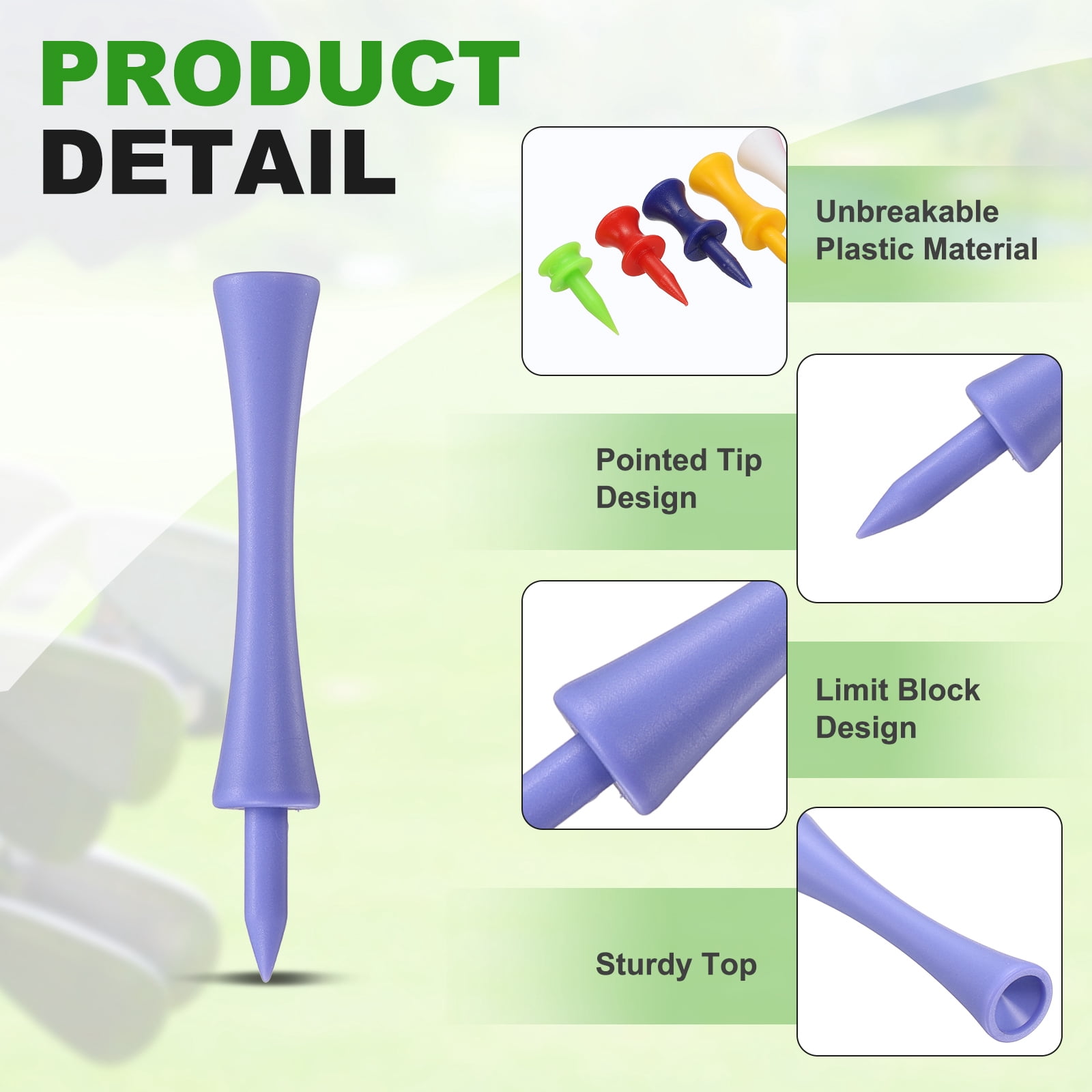 Uxcell Plastic Step Down Golf Tees, 3.3 Inch Unbreakable Plastic Golf Tees Bulk, 100 Pack & Purple - Fitting For(Practice/Outdoor/Golf Course/Competition/Leisure)