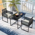 thumbnail image 4 of Gymax 3PCS Patio PE Wicker Furniture Set Cushioned Chairs w/Folding Backrest Backyard, 4 of 10