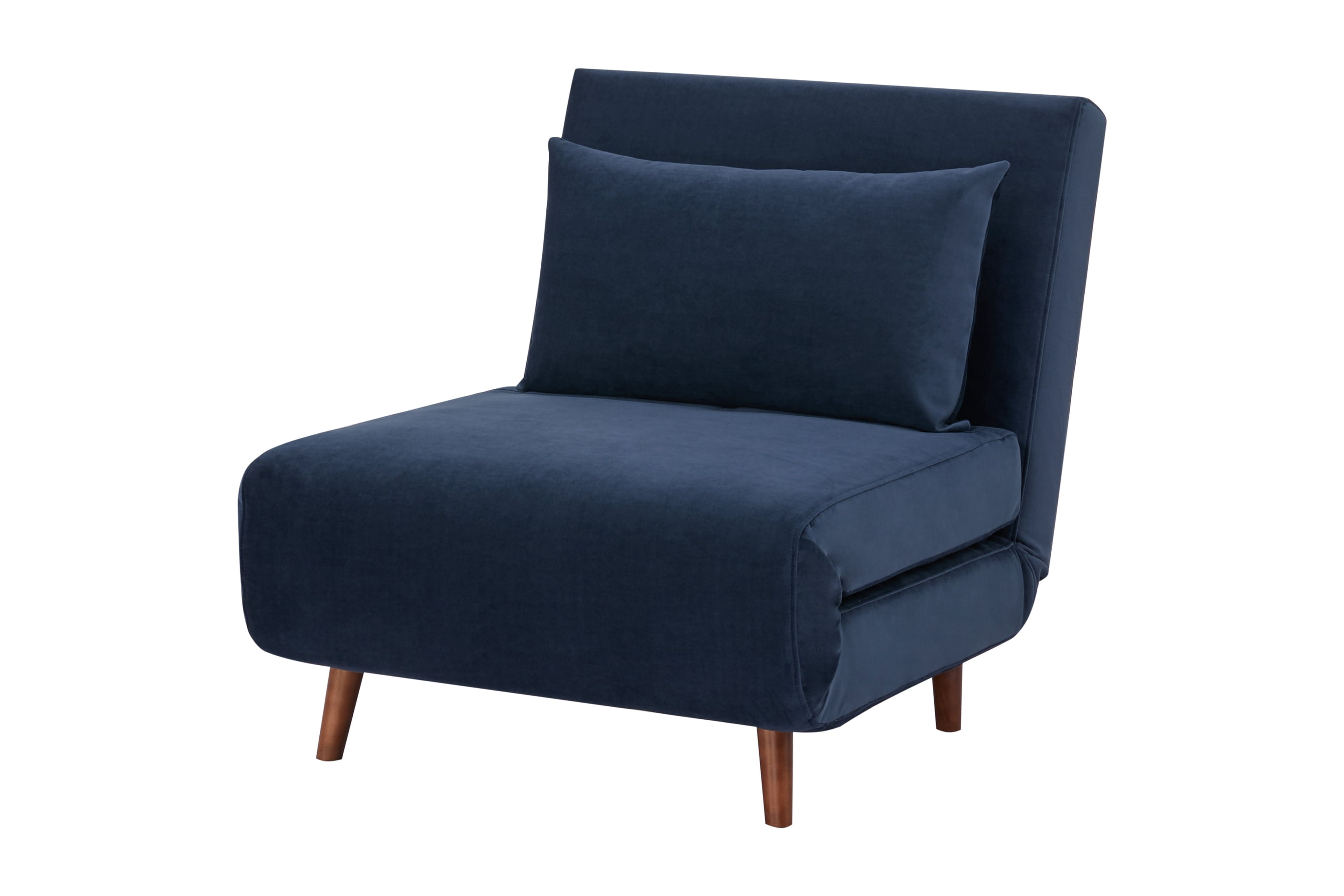 A&D Home Tustin Polyester Convertible Futon Chair, Velvet Blue