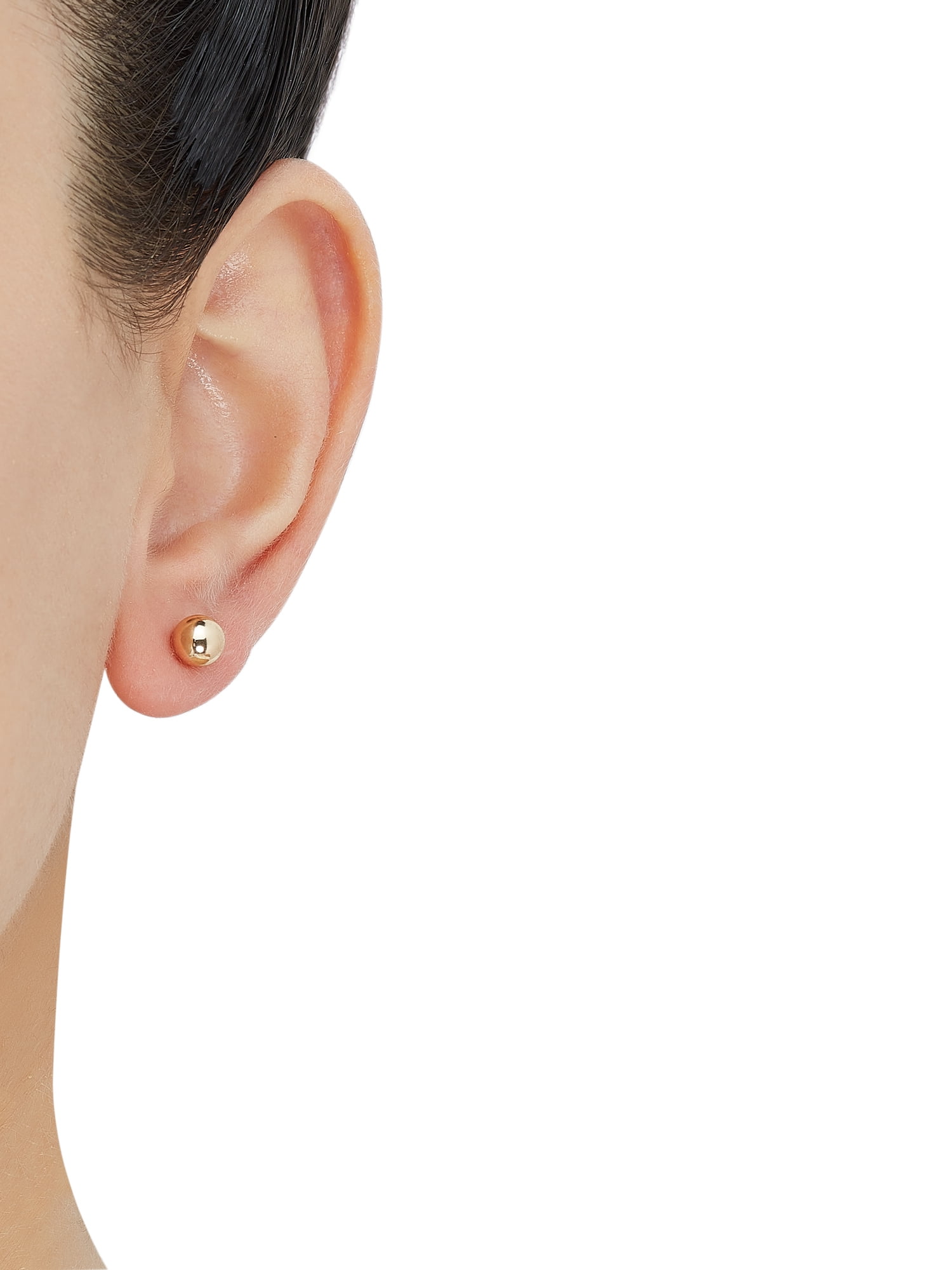 Brilliance Fine Jewelry 10K Hollow Round Swirl Hoop and 6MM Ball Studs Earrings Set