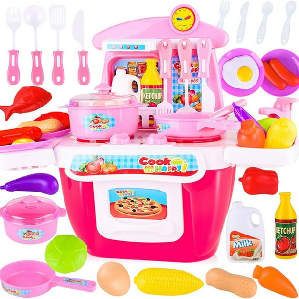 Asky 26pcs Kids Kitchen Toys Set Children Cooking Toy Kitchen Pretend Walmart Com Walmart Com