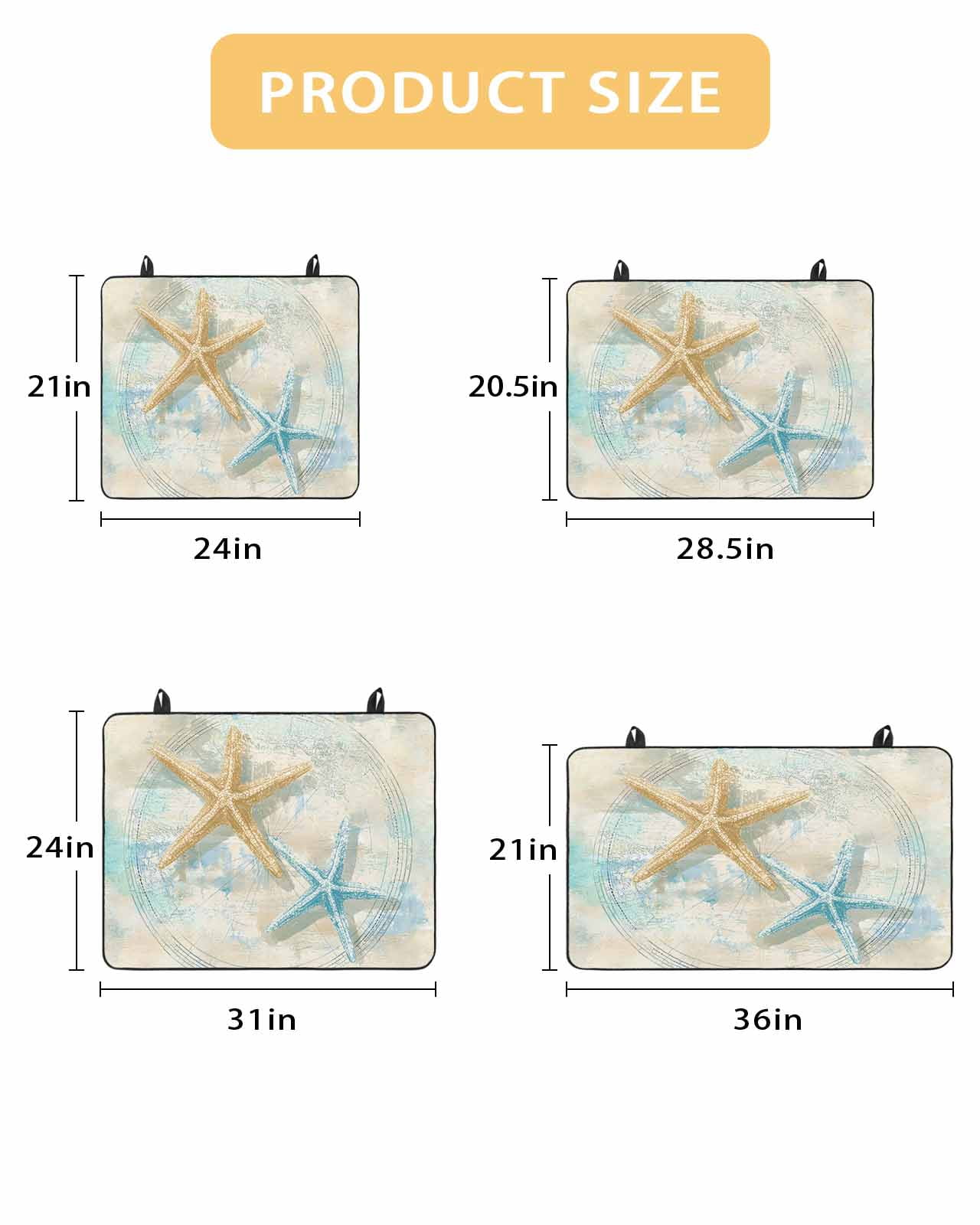 nqOlkjepod Large Induction Cooktop Protector Mat 36"x21", Yellow Blue Starfish Stove Top Covers for Electric Stove, Vintage Coastal Nautical Ocean Stove Burner Cover Mats, Glass Top Stove Cover