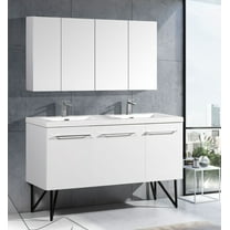 Annecy 60 Double, Glossy White, Two Doors, One Drawer, Bathroom Vanity