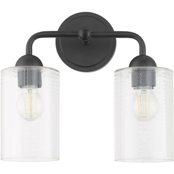 Charlotte 2 - Light Matte Black / Black Transitional Glass And Steel Wall Sconce