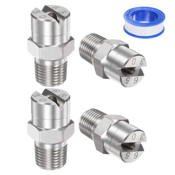 Punta de pulverización plana de 4 piezas a 65 grados, diámetro de 3.6mm, macho de acero inoxidable 1/8BSPT con cinta de sellado