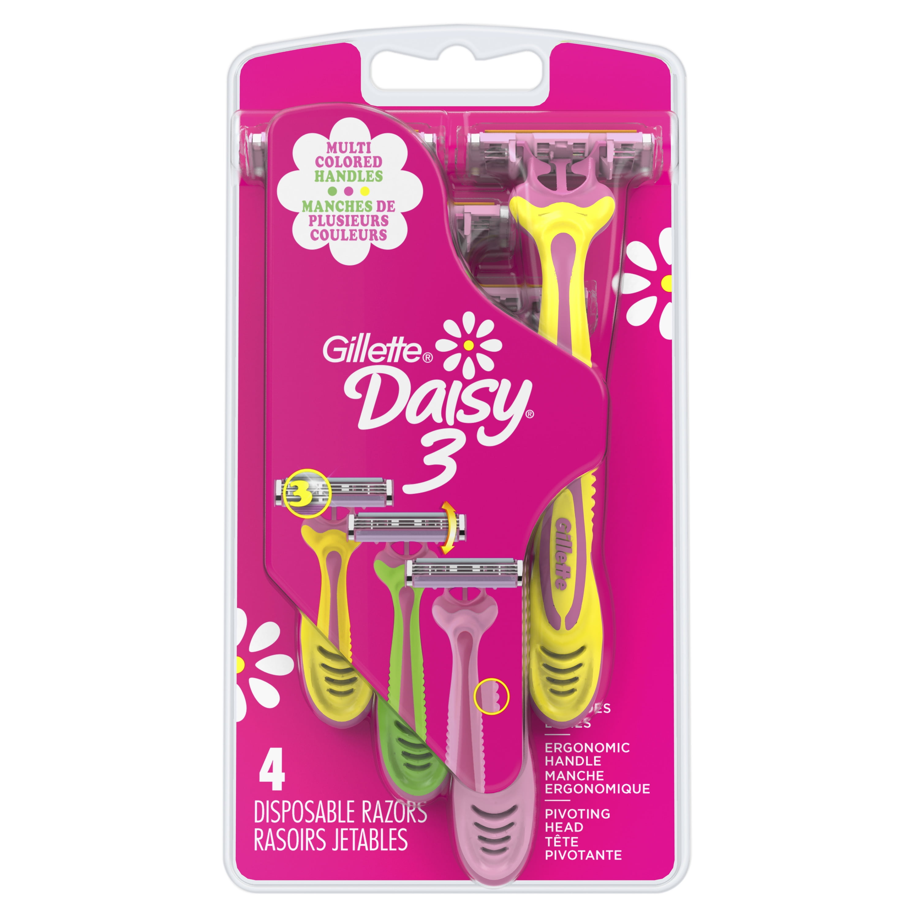 Gillette Daisy 3Bladed Women's Disposable Razors, 4 Ct