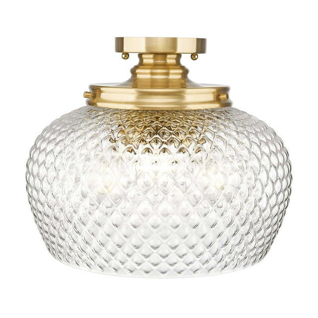 Adeline 3 Light Semi-Flush in Modern Brushed Gold with Clear Glass Shade