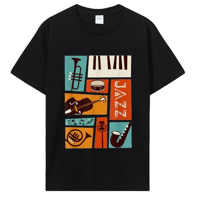 Camiseta de banda de música de Piano y sonido de Jazz camiseta divertida de músico saxofón trompeta instrumento Musical ropa de calle informal para hombres y mujeres