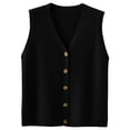 thumbnail image 5 of Women's Sleeveless Knit Vest Top V-Neck Button Down Casual Loose Cardigan Style Tank Top for Spring Summer Fall Black L, 5 of 7
