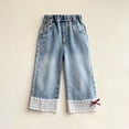 thumbnail image 6 of ITSAME Girls Straight Leg Jeans, Lace Trim Stretchy Waist with Pockets Kids Loose Casual Denim Pants Blue Size 7, 6 of 9