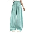 thumbnail image 3 of Coerni Kids Casual Pants Kids Girls Linen Wide Leg Pants Casual Loose High Waist Flowy Lightweight Trousers Solid Relax Fit Lantern Pant, 3 of 4