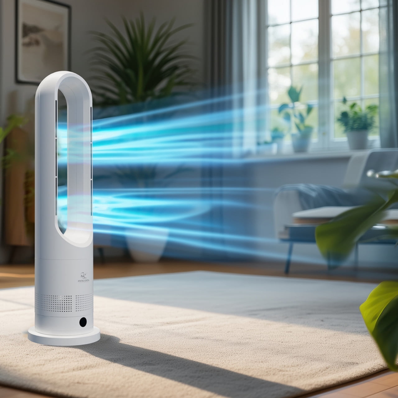 MRCOOL MrBreeze Hot and Cool Bladeless Fan, Oscillating, Remote, White, 110V MRF1016PLOW