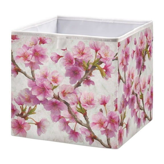 Foldable Fabric Storage Bin Home Cubes Clothing Organizer Bins Large Collapsible Box Basket for Home Organizer Pink Cherry Blossoms