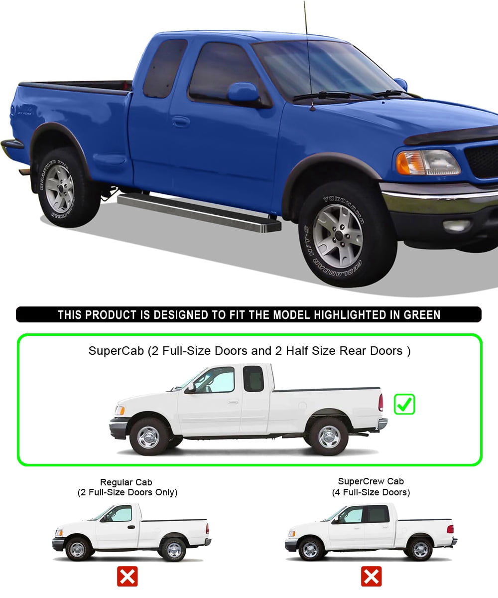 APS Running Boards 6 inches Compatible with Ford F150 F250 1999-2003 Super Cab (Include 04 Heritage) (Nerf Bars Side Steps Side Bars)