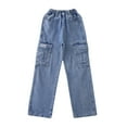 thumbnail image 4 of Toddler Jeans Girls Bell Bottom Jeans for Girls Embroidered High Waist Denim Pants with Pockets for Teens 4-5 Years, 4 of 9