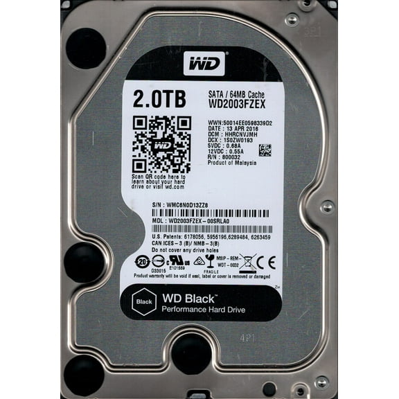 WD2003FZEX-00SRLA0 DCM: HHRCNVJMH WMC6N Western Digital 2TB
