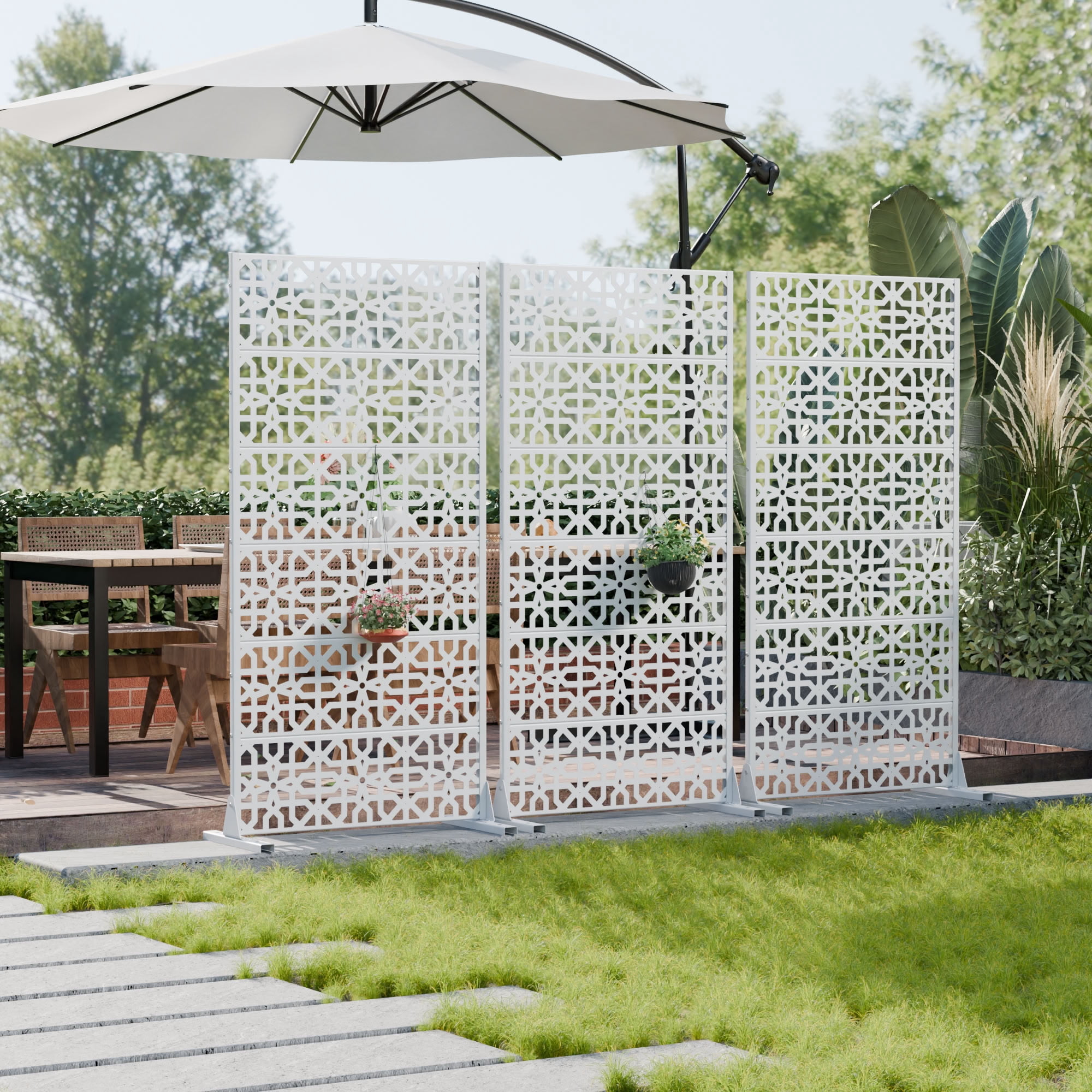 MAYEERTY 72*35in Outdoor Privacy Screen, Metal Privacy Panel, Privacy Divider for Patio, Balcony, Backyard, Garden
