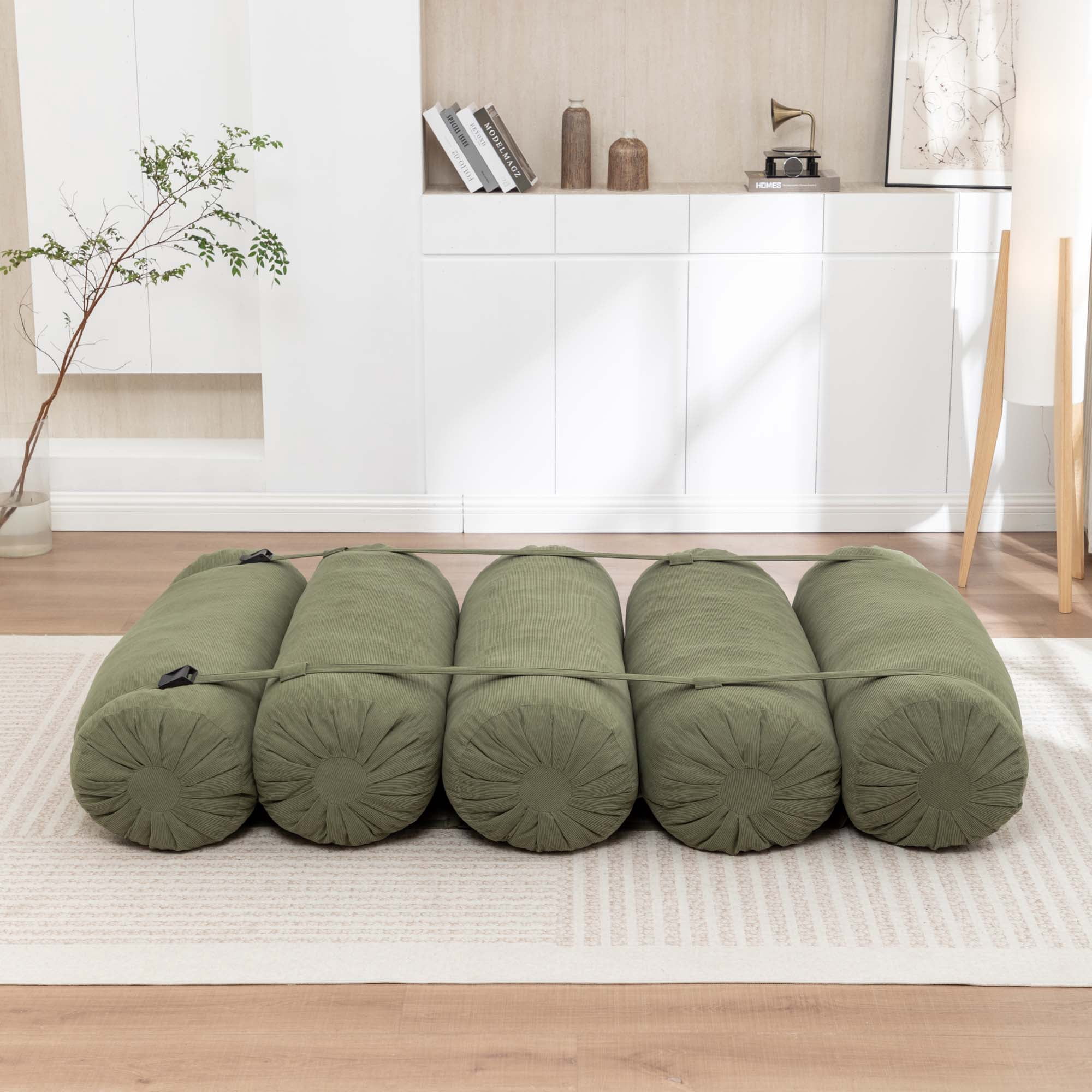 Miniyam 76" x 50" Green Floor Sofa with Adjustable Straps Bean Bag Lounger for Living Room, Bedroom