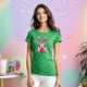 thumbnail image 3 of Playera de Mujer con Conejita Chic – Estampado Divertido y Colorido Color Verde Talla Extra Grande Marca Emil SaEs, 3 of 4