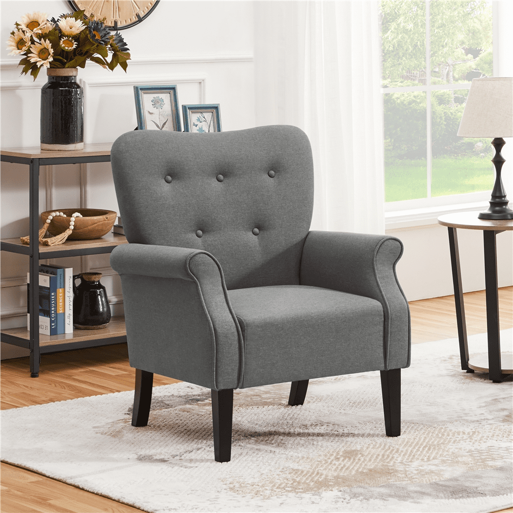 Renwick 2pcs Modern Accent Arm Chair, Dark Gray