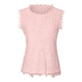 thumbnail image 5 of LoyisViDion Fashion Women Rounk Neck Lace Sleeveless T-Shirt Autumn Solid Lace Blouse Tops Pink 8(L), 5 of 8