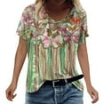 thumbnail image 1 of PENGXIANG Femmes Imprimé Été Manches Courtes O Tee-Shirt Tops, 1 of 4