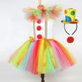 thumbnail image 4 of Disfraz de payaso para niña, vestido de tutú de malla con sombrero y aro para el pelo, duradero. Talla S, 4 of 7