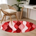 thumbnail image 5 of 3ft Round Rug, Red Striped Non-Skid Rubber Backing Large Area Rugs - Living Room Bedroom Home Office, Modern Gradient Geometric Ripple Stripes Indoor Floor Mat Carpets Washable Rug, 5 of 9
