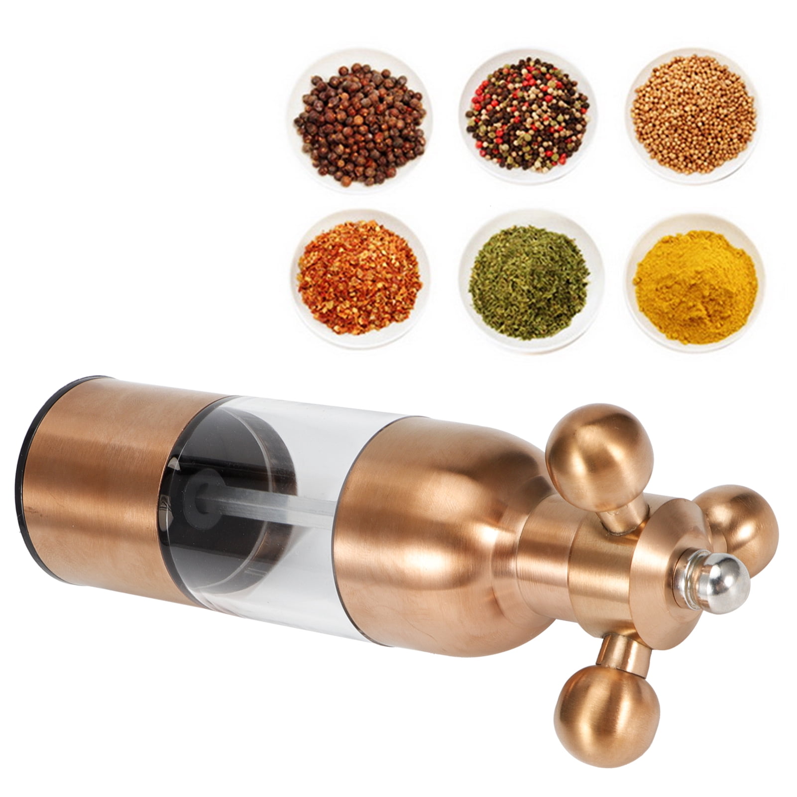 BIMZUC Premium Stainless Steel Pepper Salt Spice Mill Grinder Seasoning Grinding Kitchen Tool for Cooking, Rose Gold Finish, 7.1 inches / 18 cm Height, Manual Operation, Durable Home Accessory