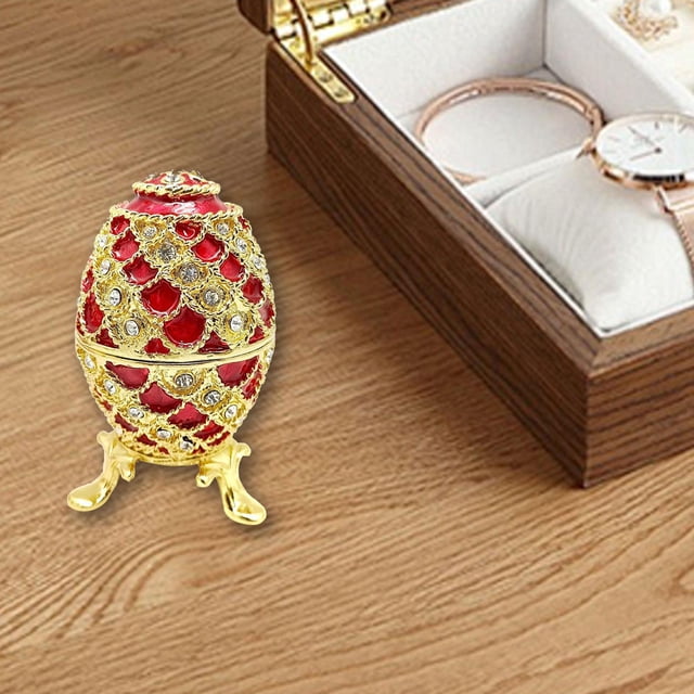 Caja de baratijas Salvador forma de huevo de Pascua estatua decorativa almacenamiento Rojo